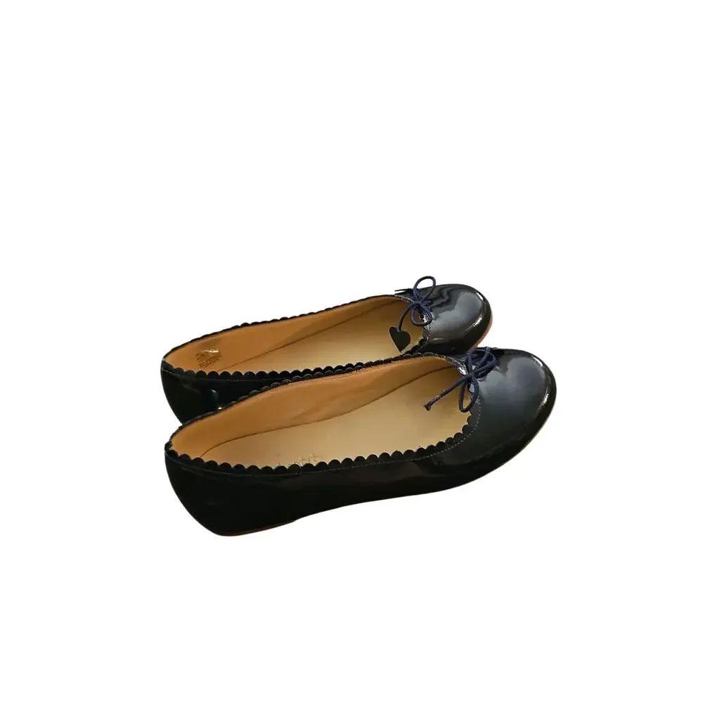 Elephantito Scalloped ballerina flats navy blue patent leather sz 3 Big girl $85